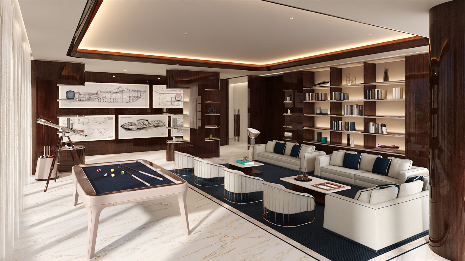 Riva Residenze — Library & game room